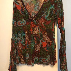 xhilaration multi-color long sleeve blouse